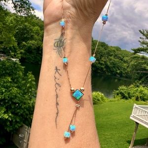 14k Gold Chain with Gorgeous Lab Created Opal.